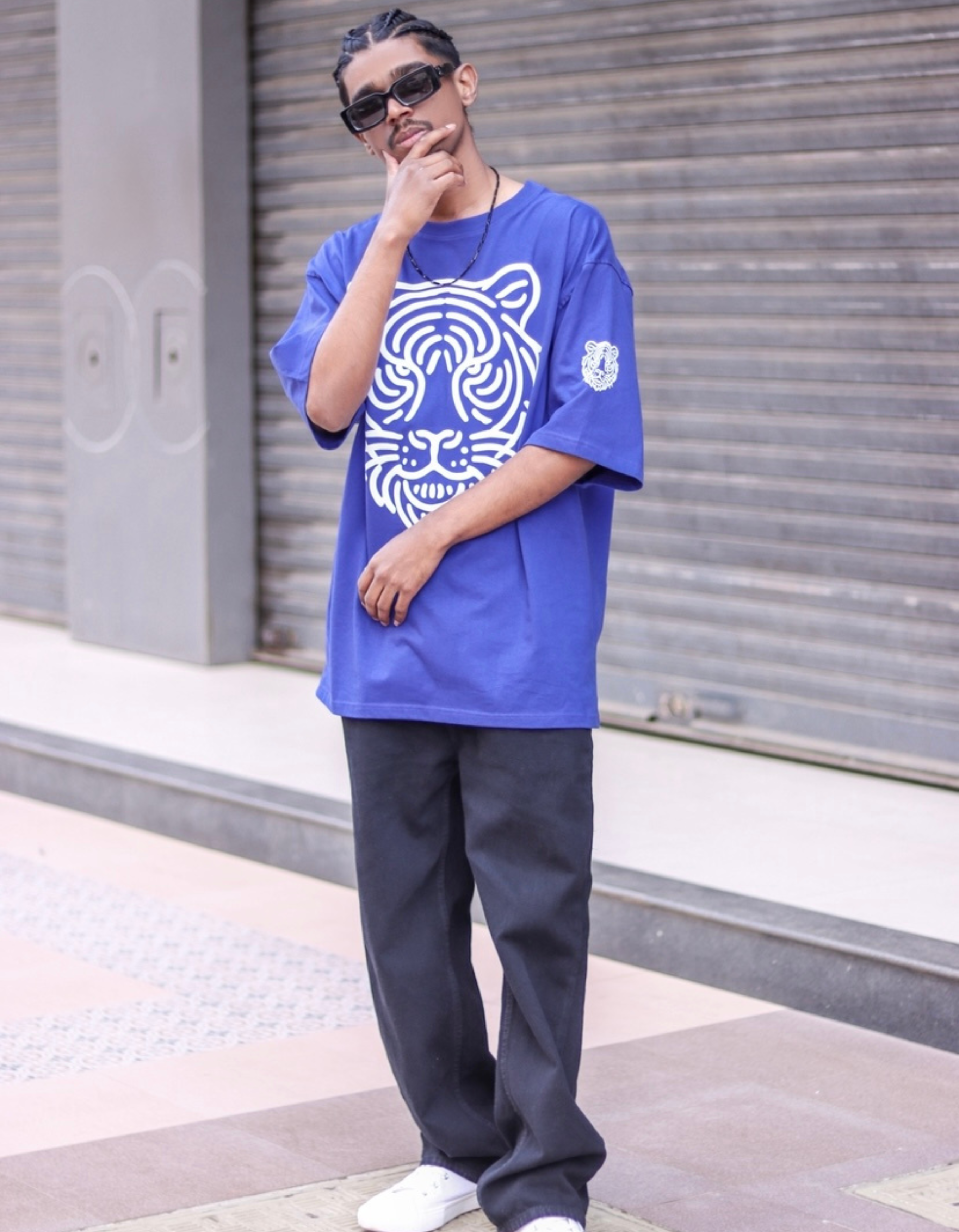 Tiger Spirit Over Size Navy Blue-Tee
