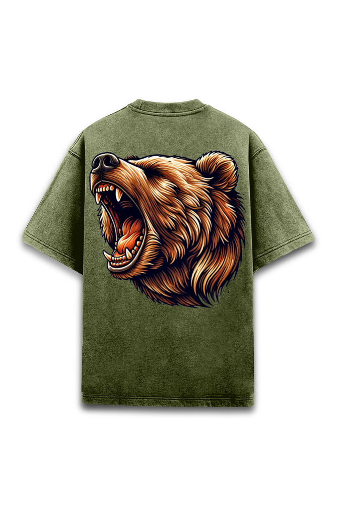 Bear Acid Wash Olive Green-Tee