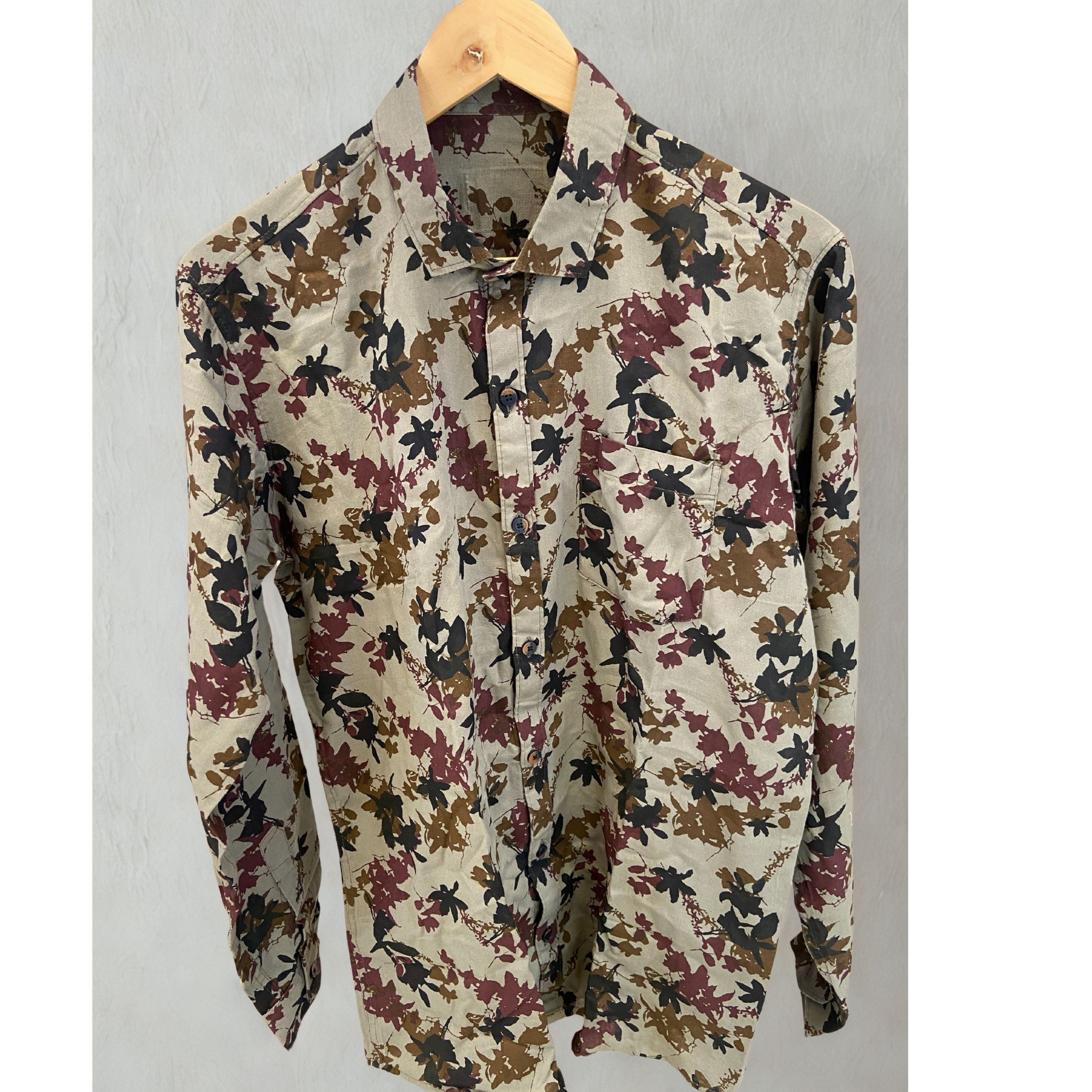 Floral Print Burgundy Shirt