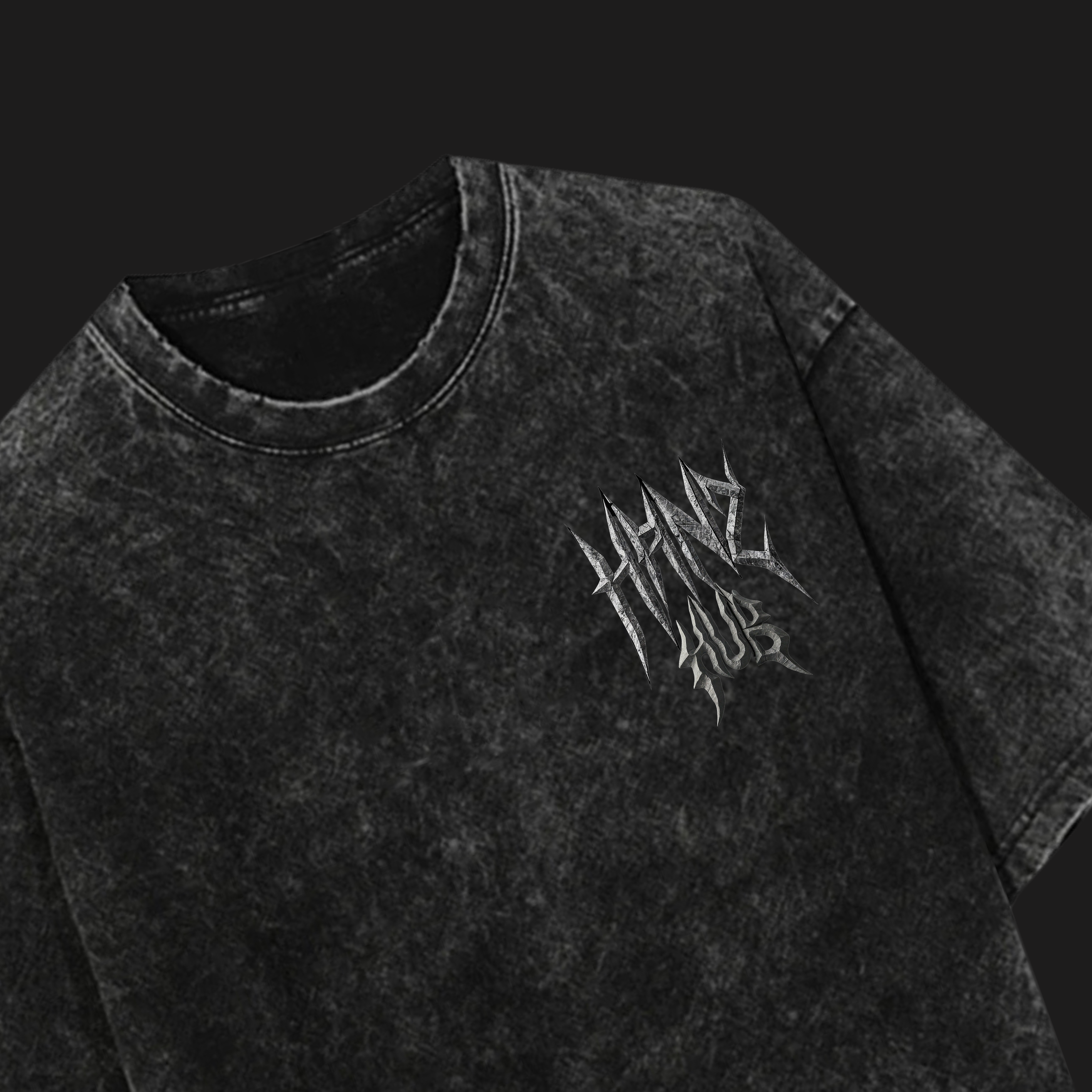 Croc Jaw Acid Wash Black-Tee