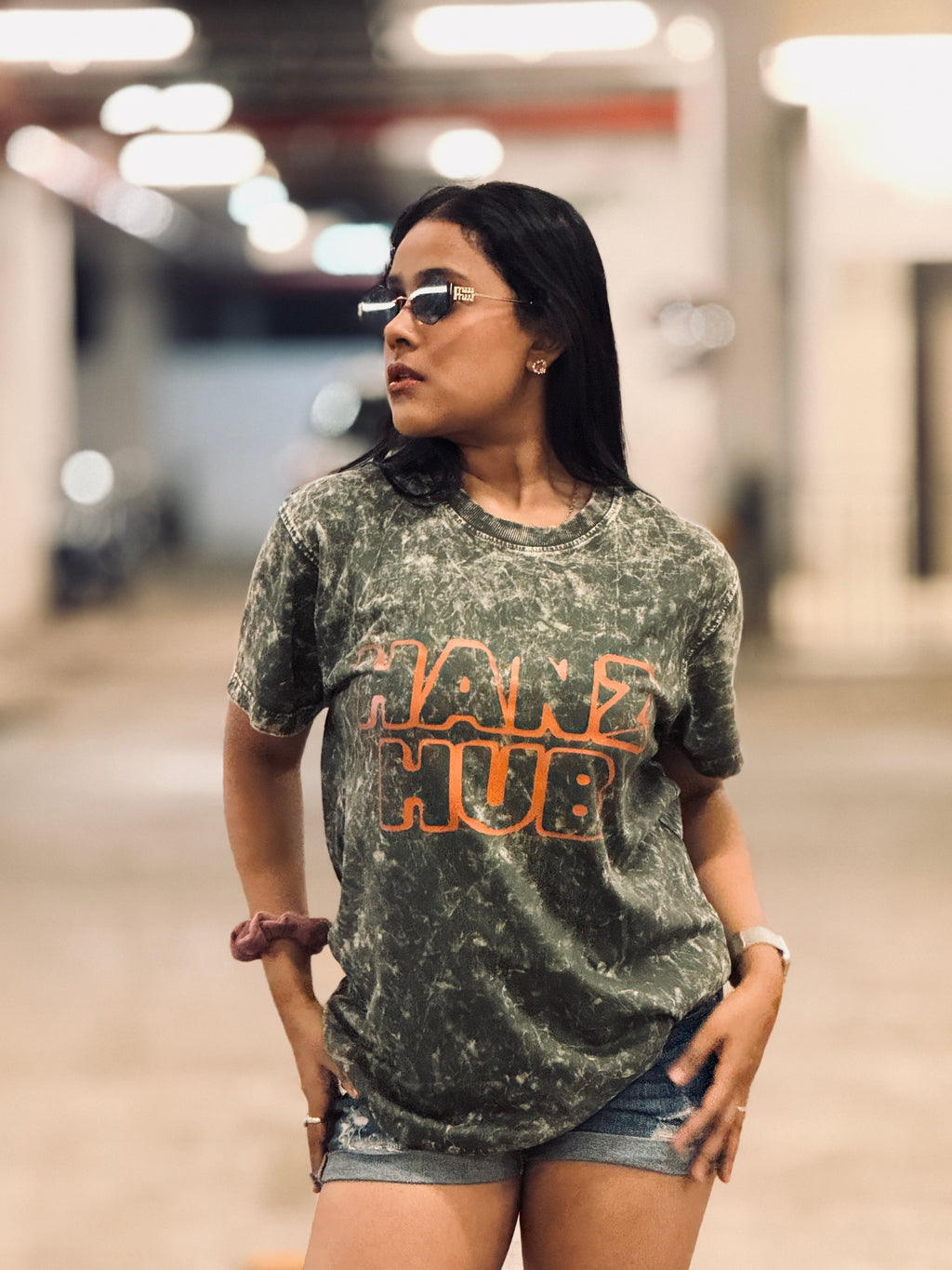 Bear Acid Wash Olive Green-Tee