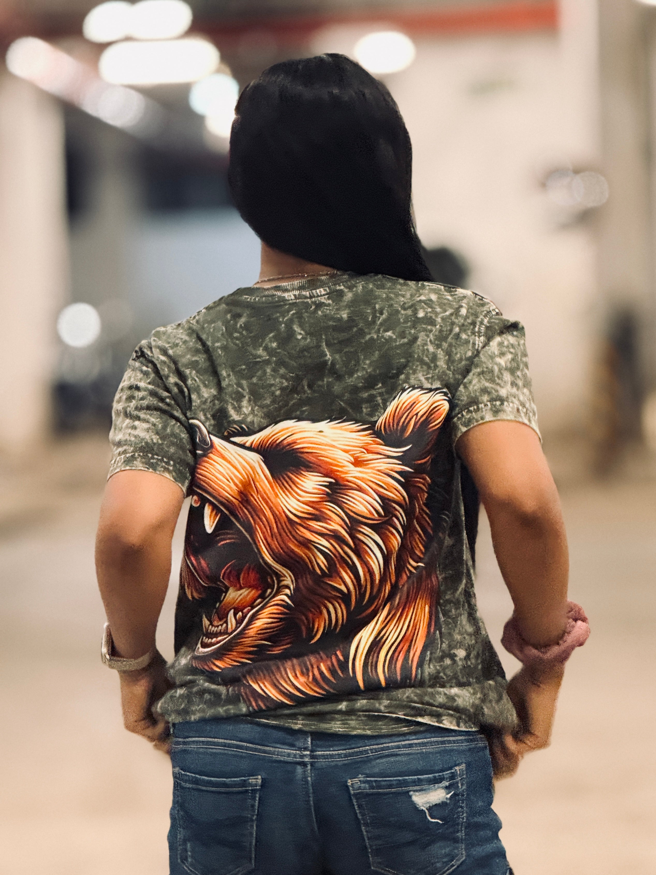 Bear Acid Wash Olive Green-Tee