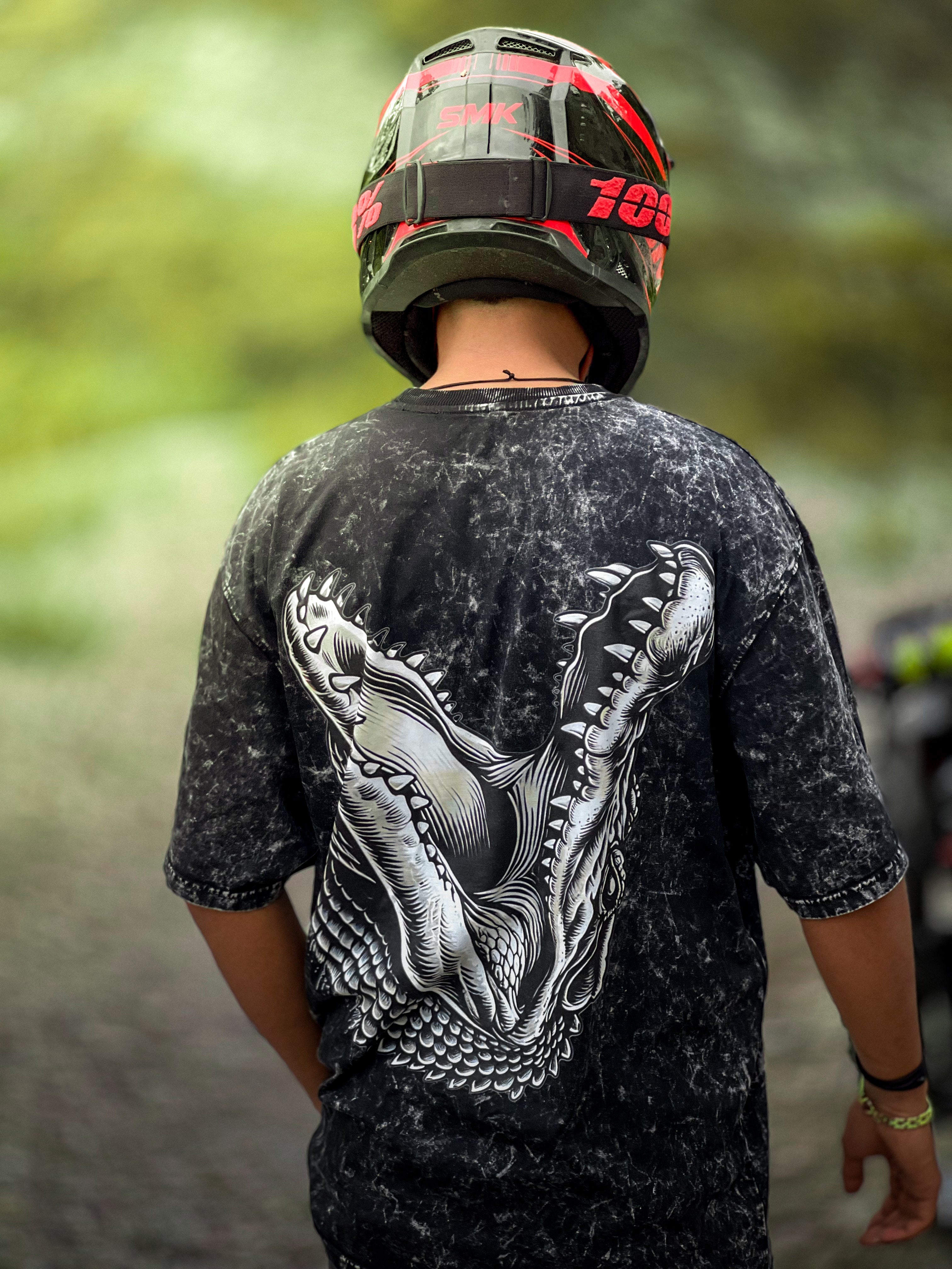 Croc Jaw Acid Wash Black-Tee