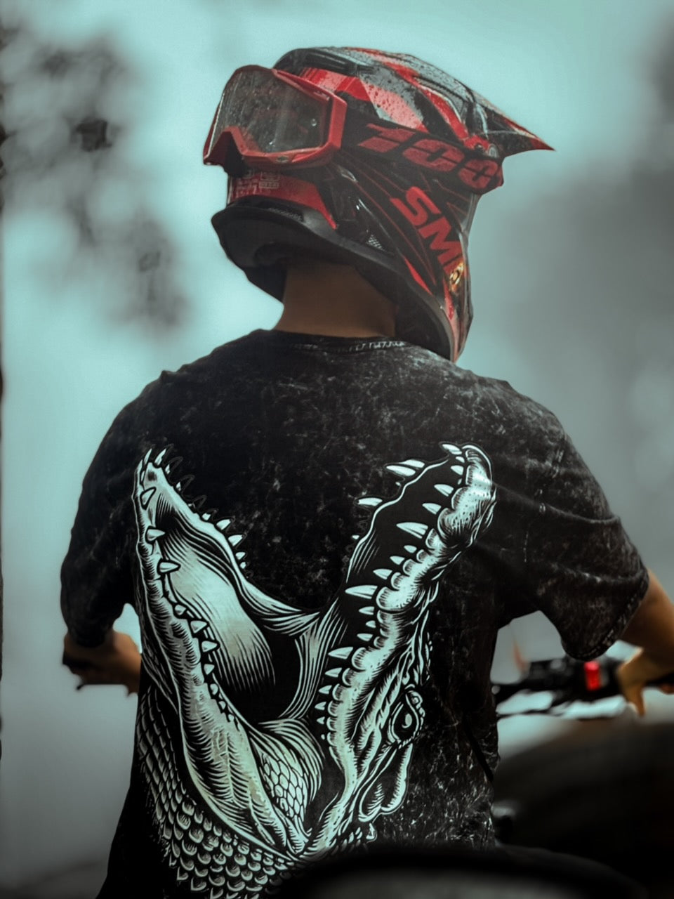 Croc Jaw Acid Wash Black-Tee