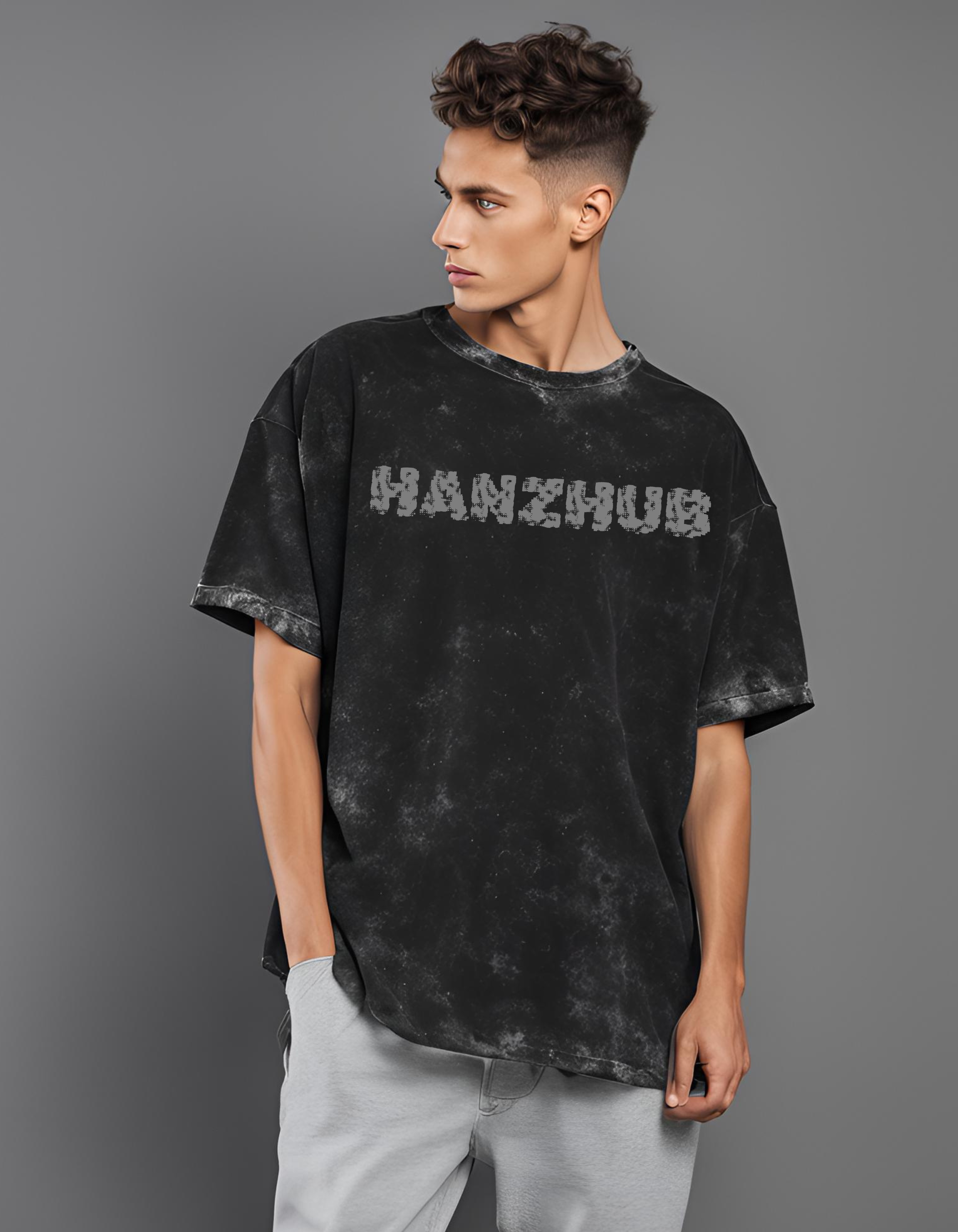 Golden Gaze Acid Wash Black- Tee