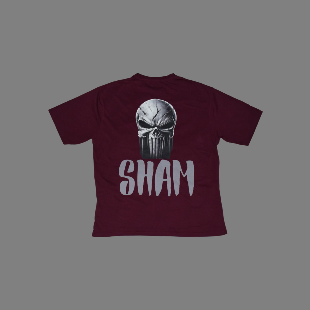 Sham Skull Over Size Maroon-Tee