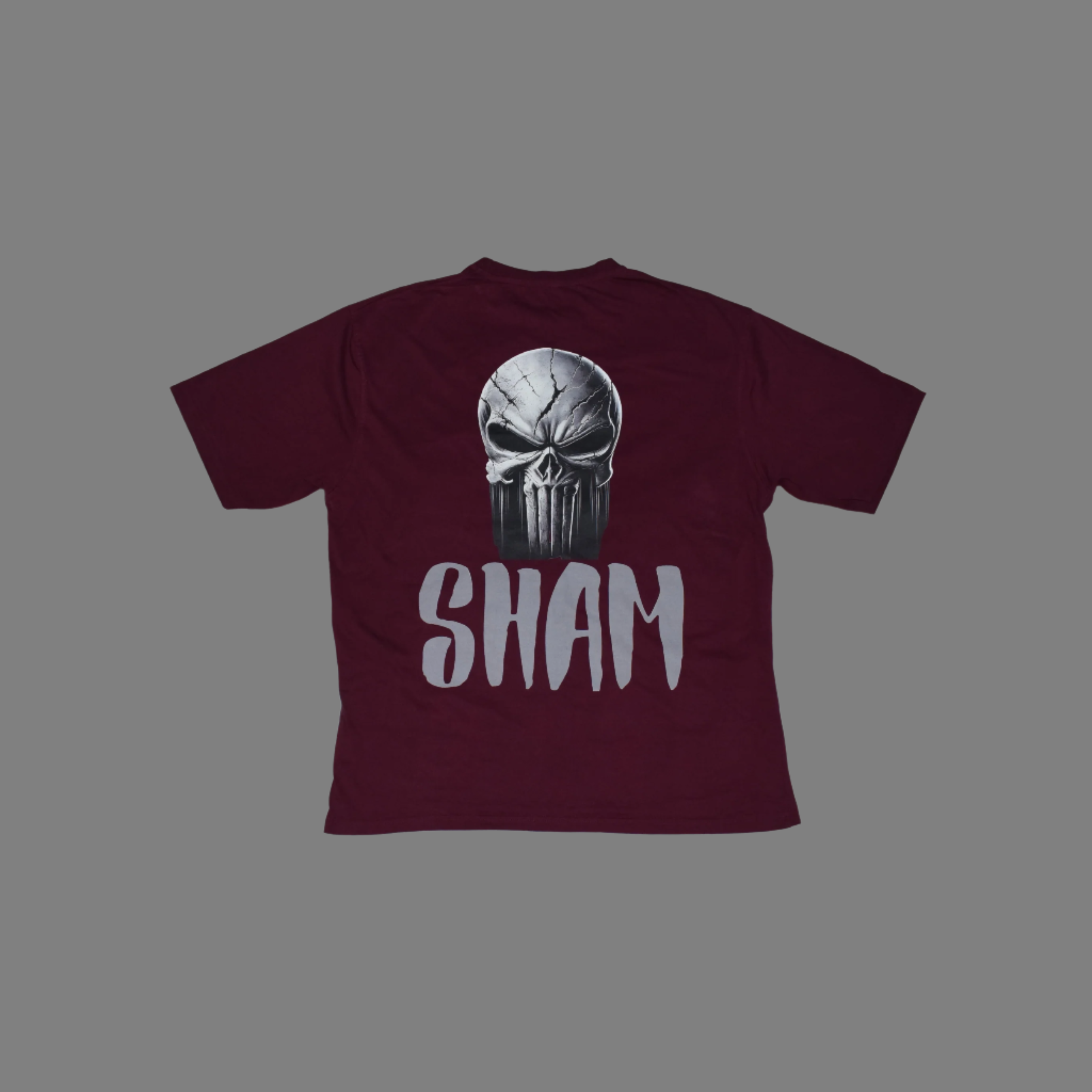 Sham Skull Over Size Maroon-Tee