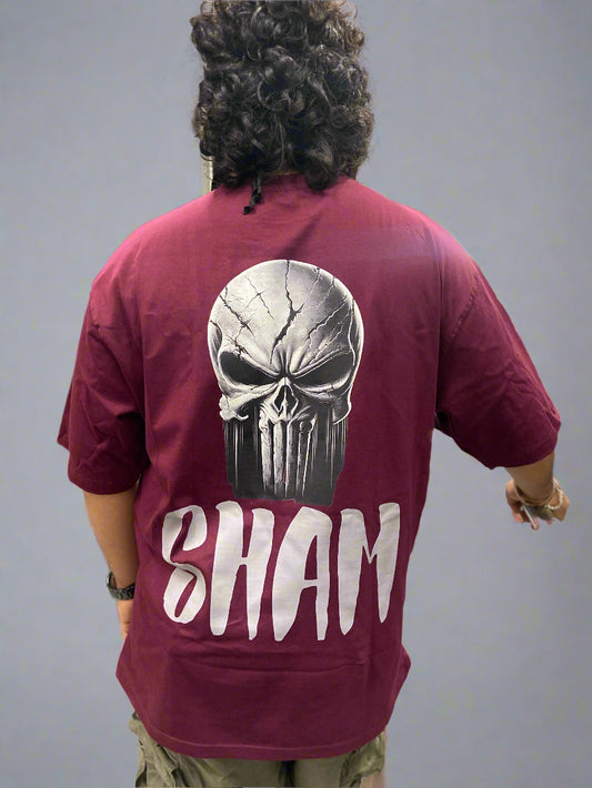 Sham Skull Over Size Maroon-Tee