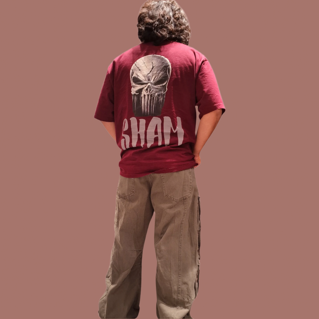 Sham Skull Over Size Maroon-Tee