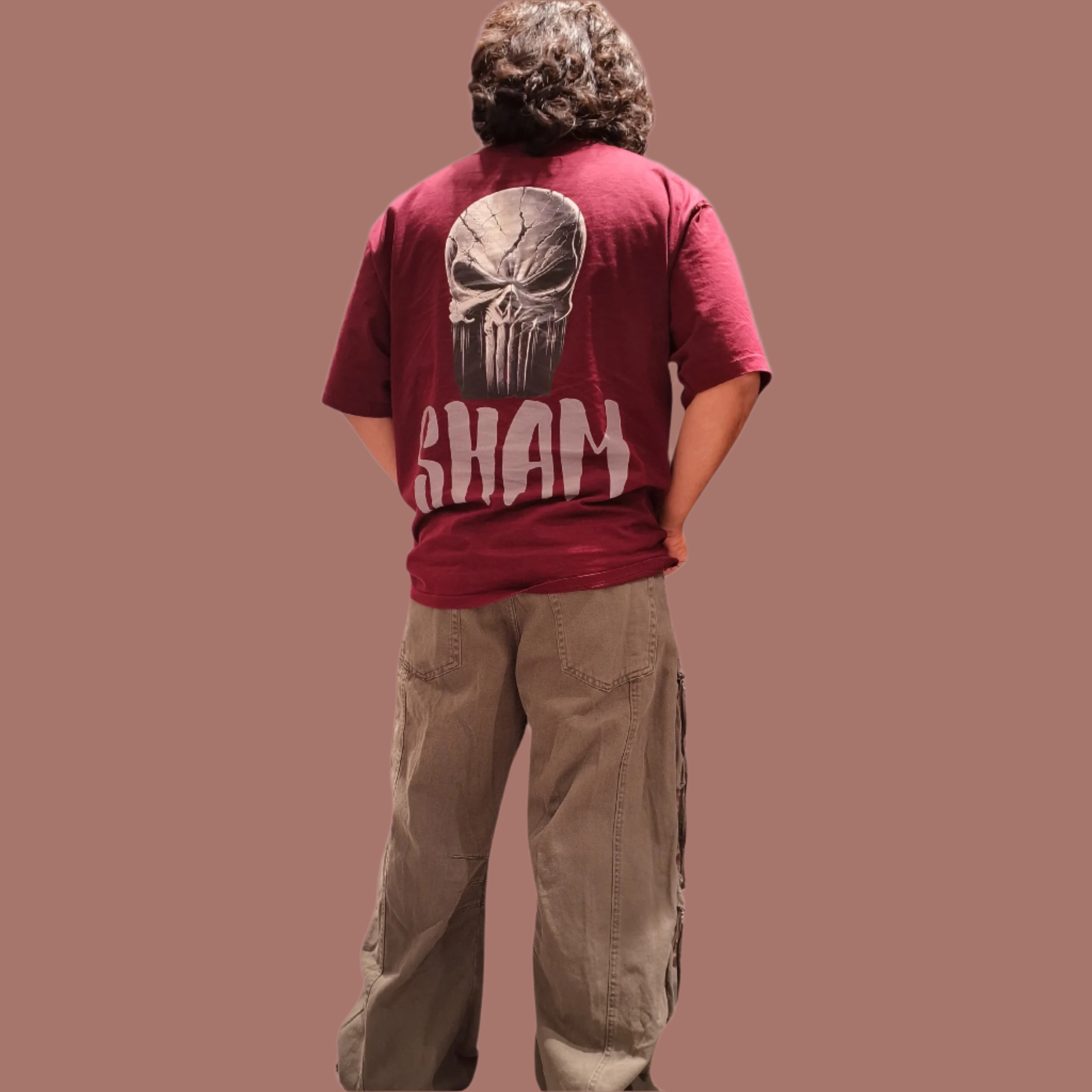 Sham Skull Over Size Maroon-Tee